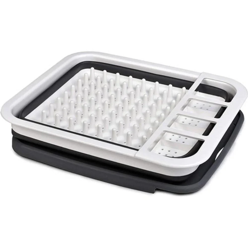 Collapsible Dish Drying Rack - Popup and Collapse for Easy Storage Compartment